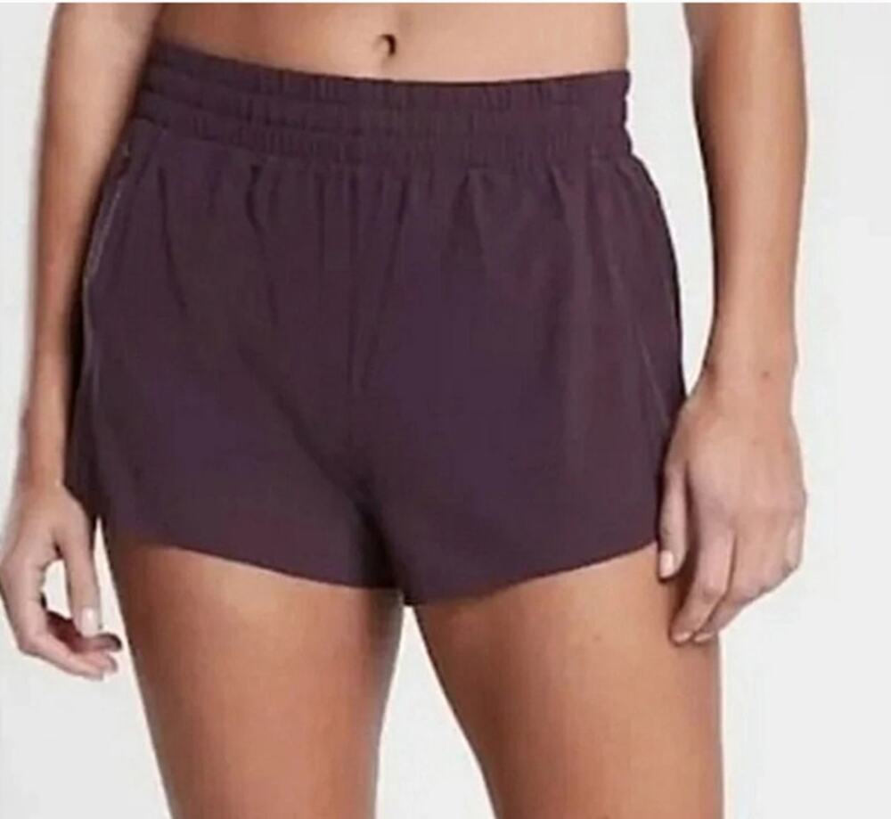 ATHLETA Hustle Athletic Shorts 3" Deep Plum Women's Size 2X Built in Liner UPF50